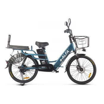 Электровелосипед велогибрид GREEN CITY e-ALFA LUX Сине-серый матовый